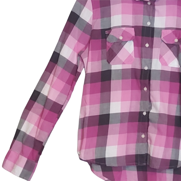 Aeropostale Pink & Purple Plaid Shirt - Picture 2 of 14